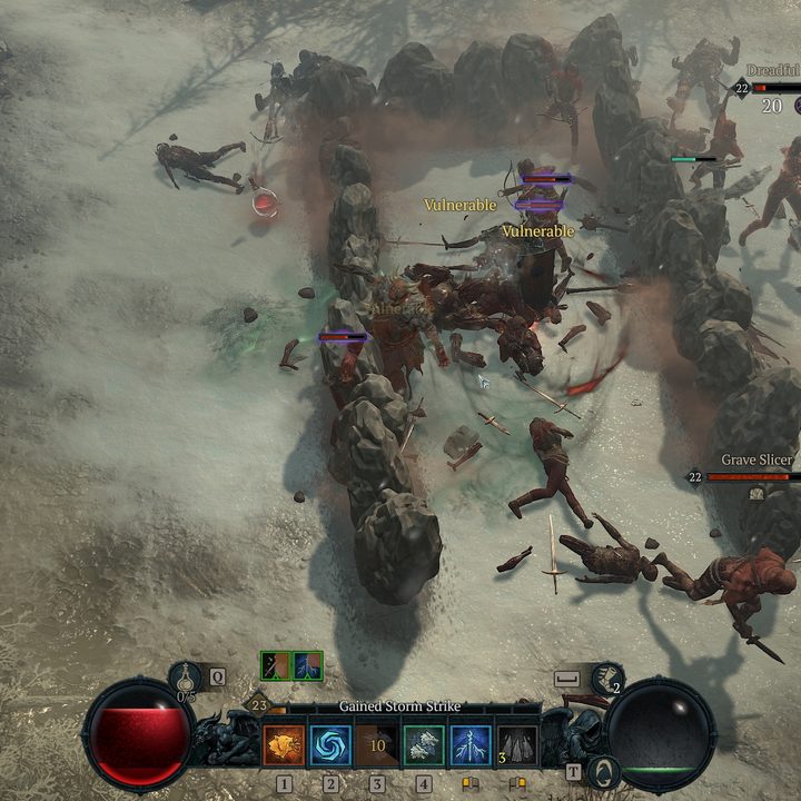 A player attacks druids in Diablo 4.
