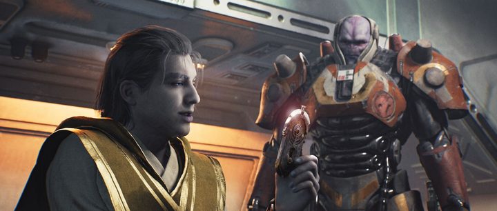 Rayvis and Dagan speak in Star Wars Jedi: Survivor.