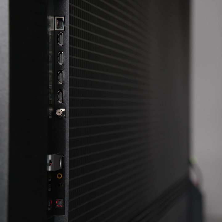 The input selection on the side of a TCL QM8 Mini-LED TV.