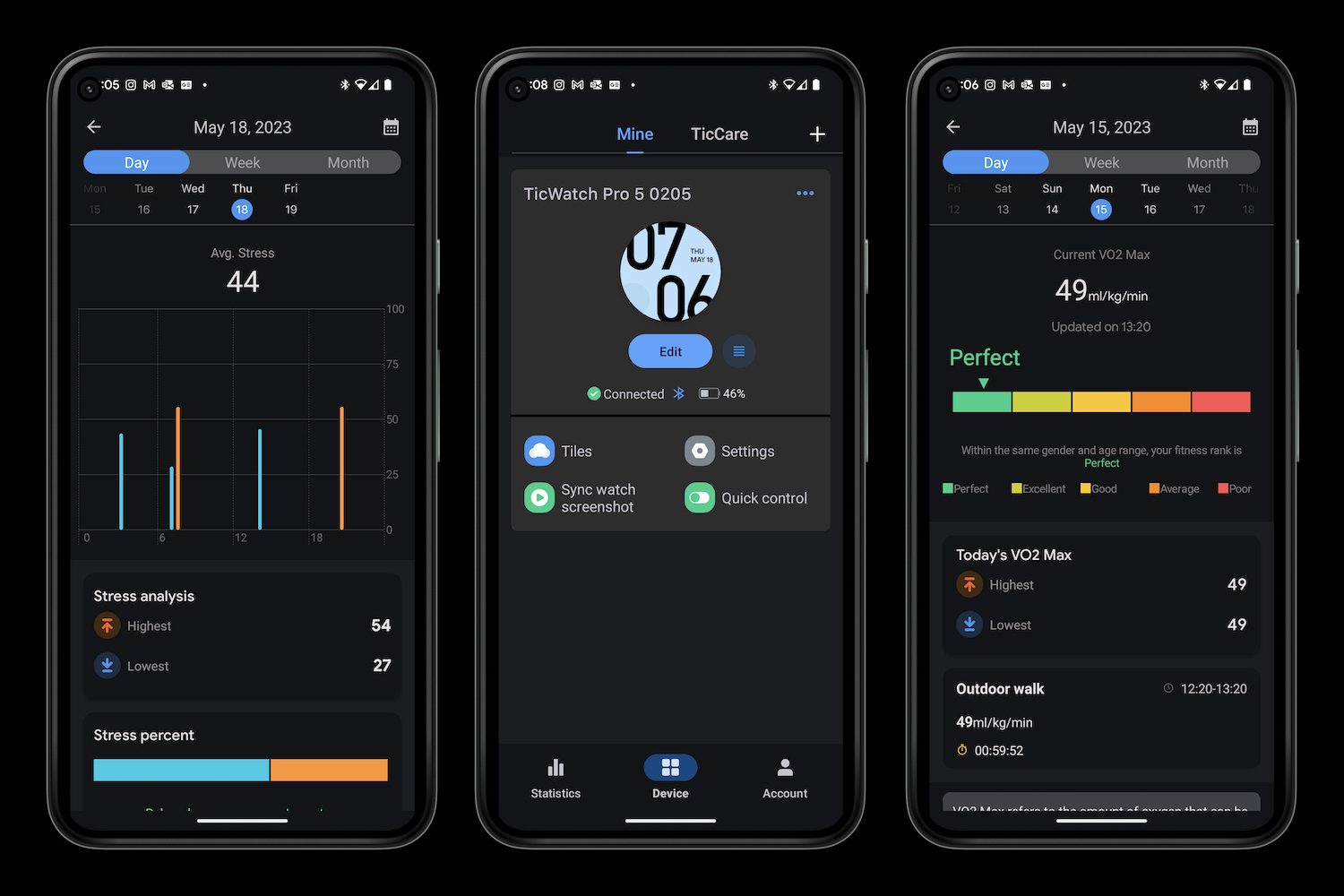 Screenshots taken from the Mobvoi Health app.