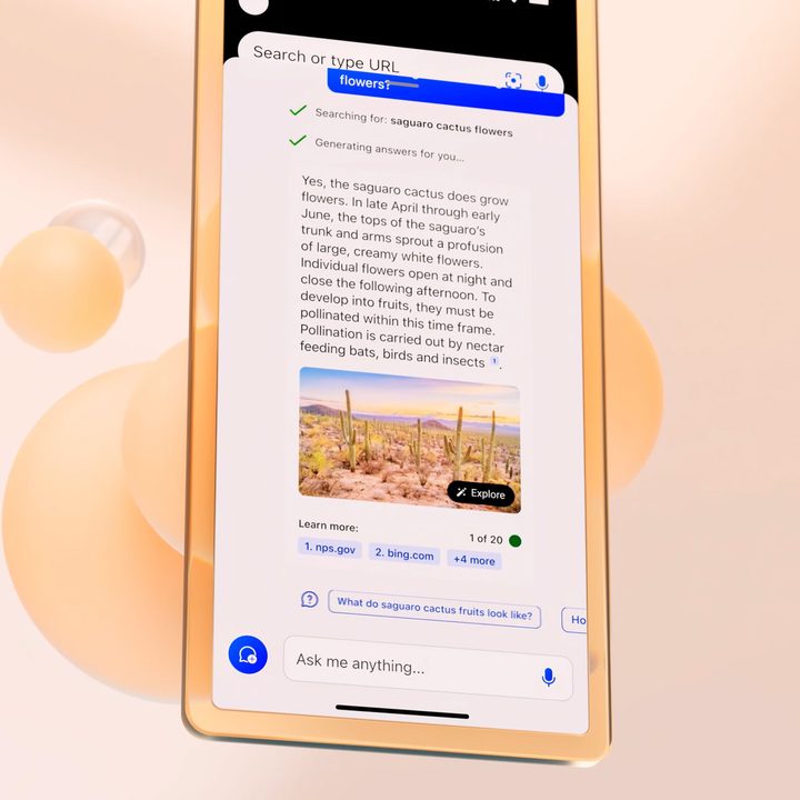 Bing Chat open on a smartphone showing visual results.