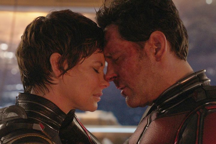 Hope and Scott share a moment in Ant-Man and the Wasp: Quantumania.