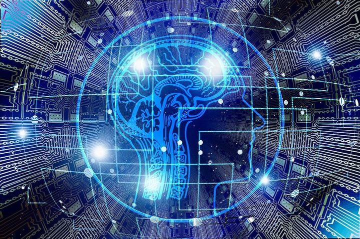 A digital brain on a computer interface.