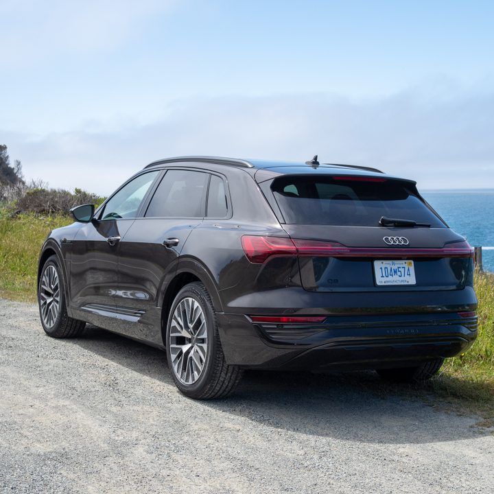 Audi Q8 e-tron in a dark brown color.