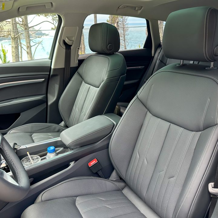 Audi Q8 e-tron black leather interior.