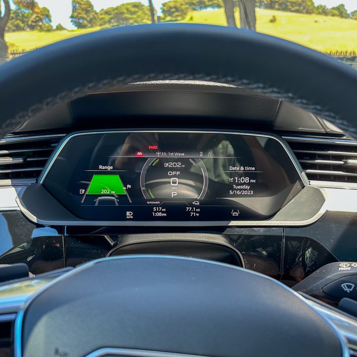 Audi Q8 e-tron black leather interior.