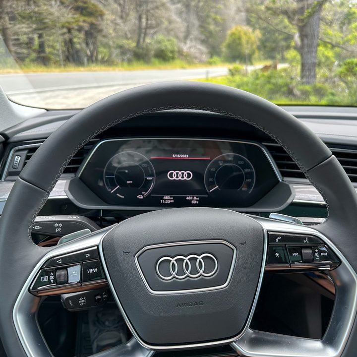 Audi Q8 e-tron black leather interior.