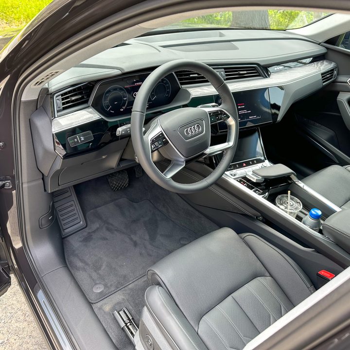 Audi Q8 e-tron black leather interior.