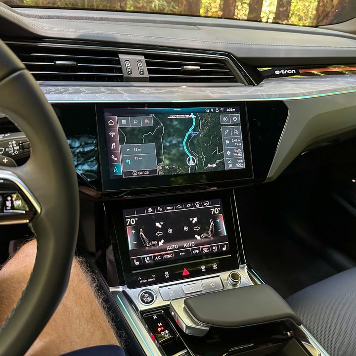 Audi Q8 e-tron black leather interior.