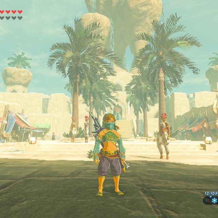 Link stands in Gerudo Town in The Legend of Zelda: Breath of the Wild.