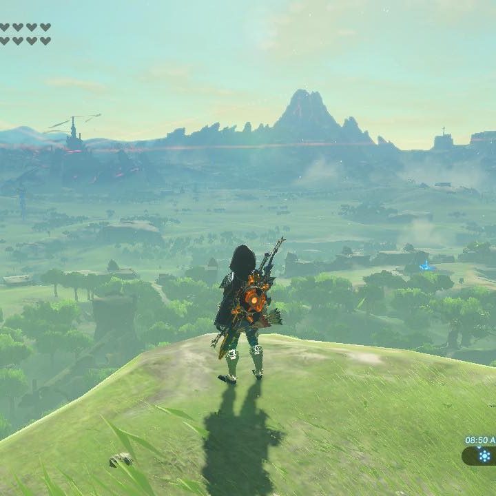 Link looks out at a vista in The Legend of Zelda: Breath of the Wild.