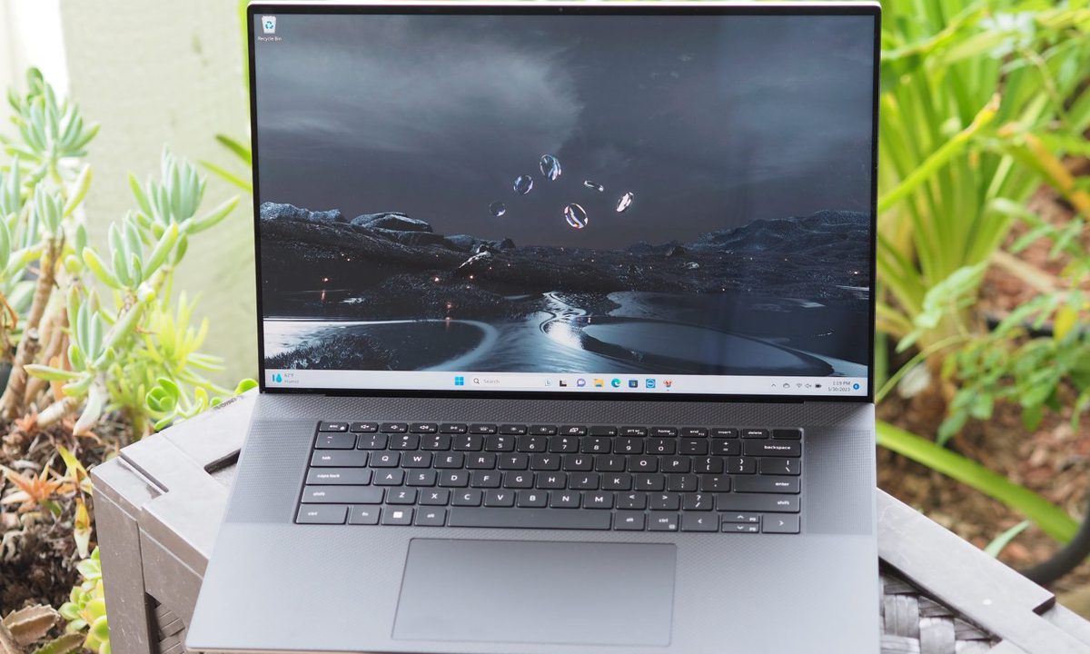 Dell XPS 17 9370 front view showing display and keyboard deck.