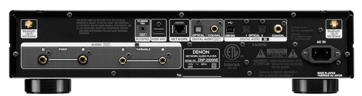 Denon DNP-2000NE network media player, back panel.