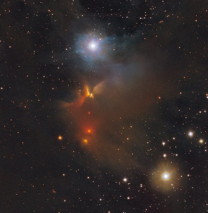 This image shows the IRAS 11051-7706 object in the Chamaeleon constellation. New stars are born in the colourful clouds of gas and dust seen here. The infrared observations underlying the image reveal new details in the star-forming regions that are usually obscured by the clouds of dust. The image was produced with data collected by the VIRCAM instrument, which is attached to the VISTA telescope at ESO’s Paranal Observatory in Chile. The observations were done as part of the VISIONS survey, which will allow astronomers to better understand how stars form in these dust-enshrouded regions.