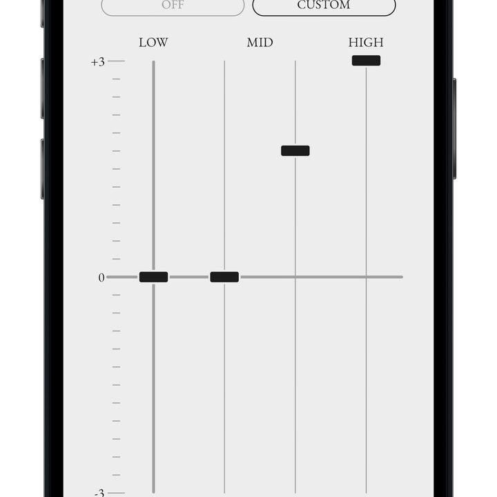 Final Connect app for iOS showing EQ screen.