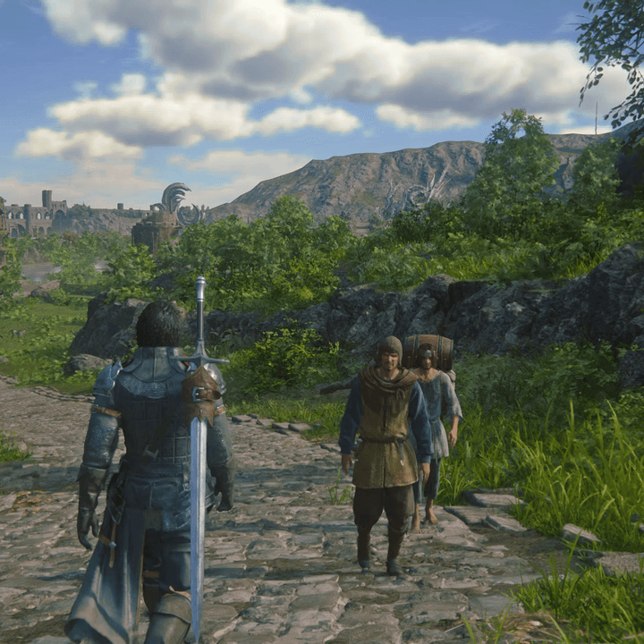 Clive walks through a field in Final Fantasy XVI.
