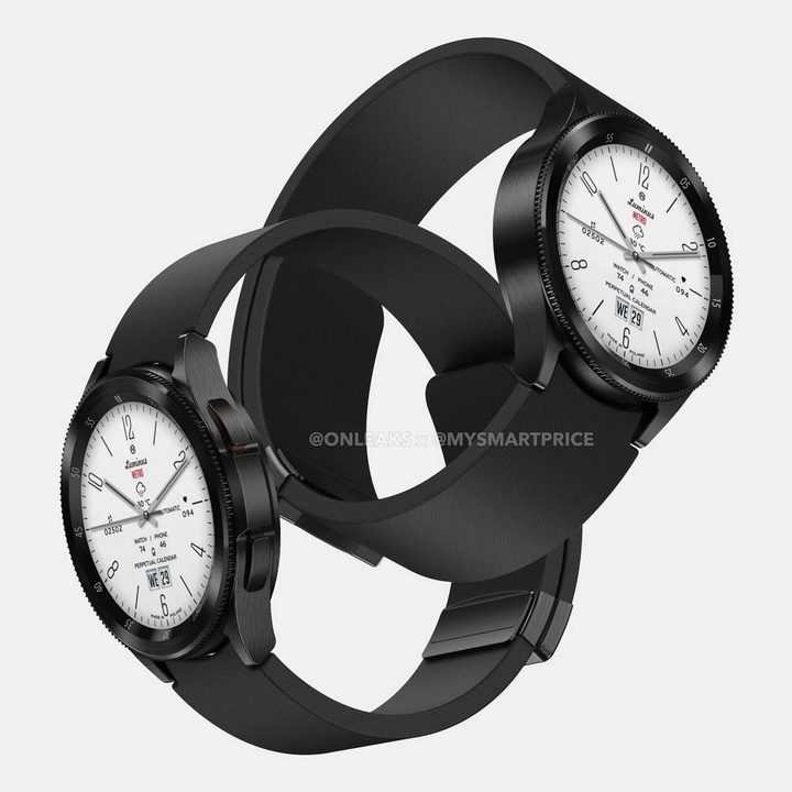 Leaked renders of the Samsung Galaxy Watch 6 Classic.