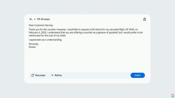 Help Me Write AI feature in Gmail.