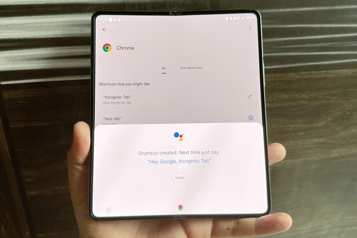Saying voice command to Google Assistant