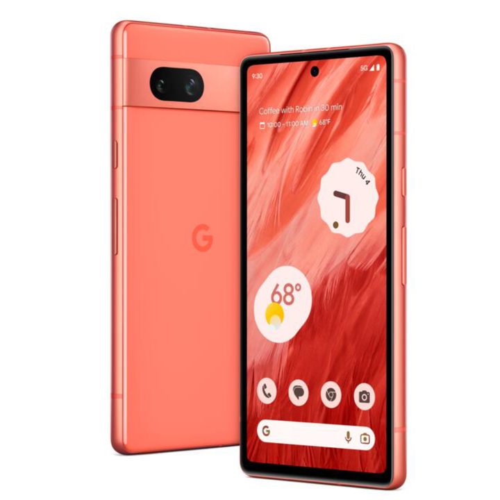 The Google Pixel 7a in Coral.