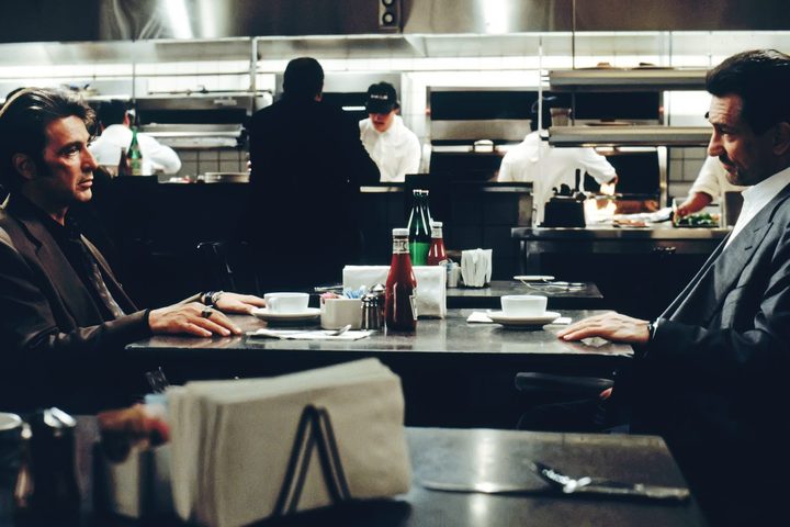 Two men meet over dinner in Heat.
