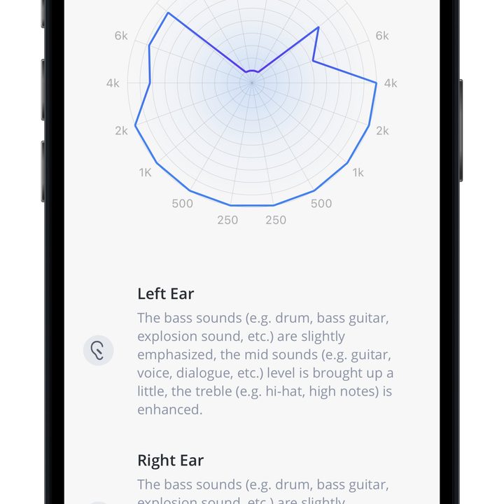 JBL Headphones app for iOS Personi-Fi result screen.