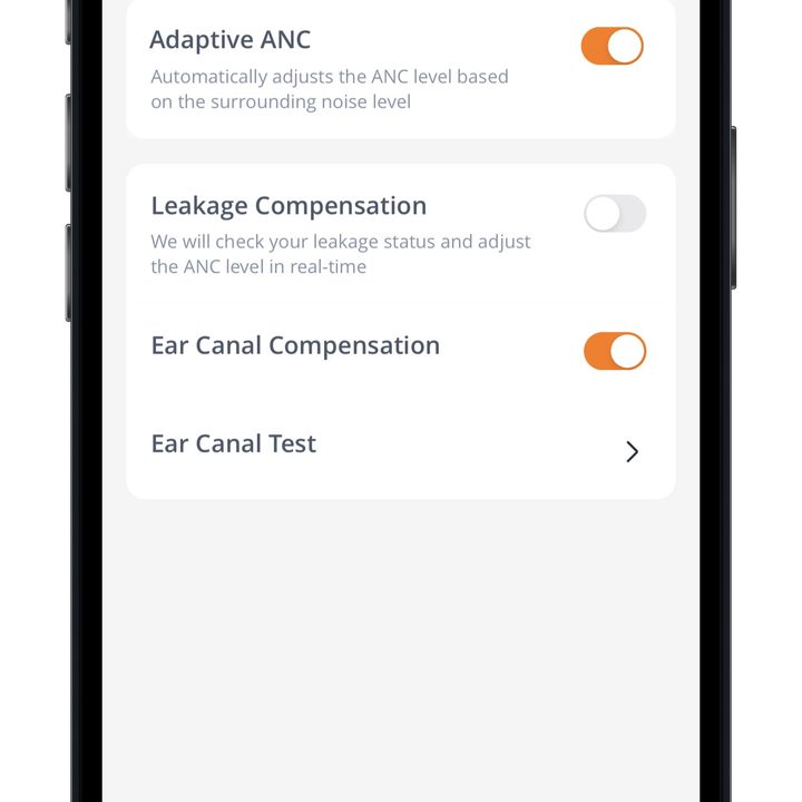 JBL Headphones app for iOS customizable ANC settings.