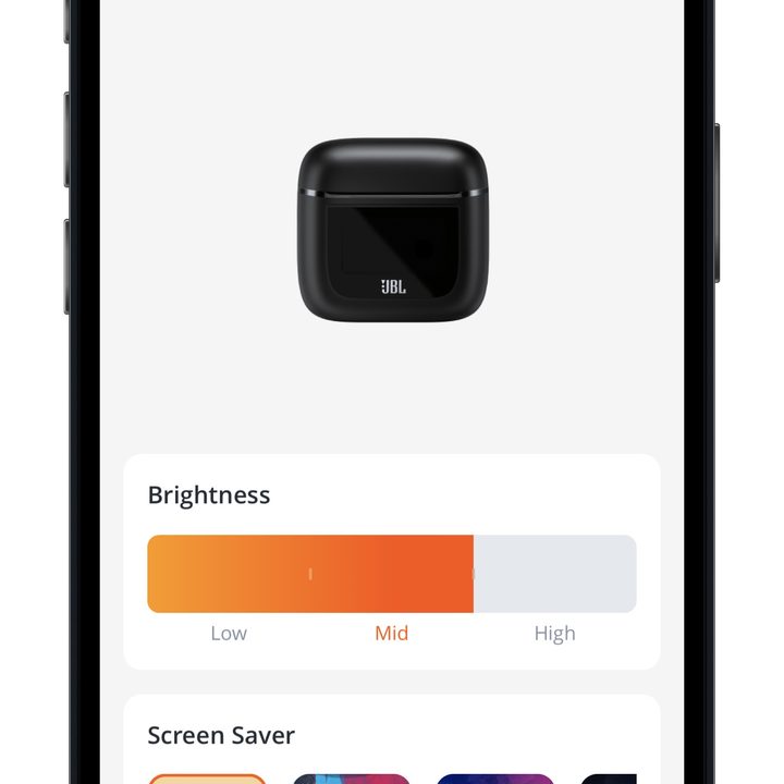 JBL Headphones app for iOS case display settings screen.