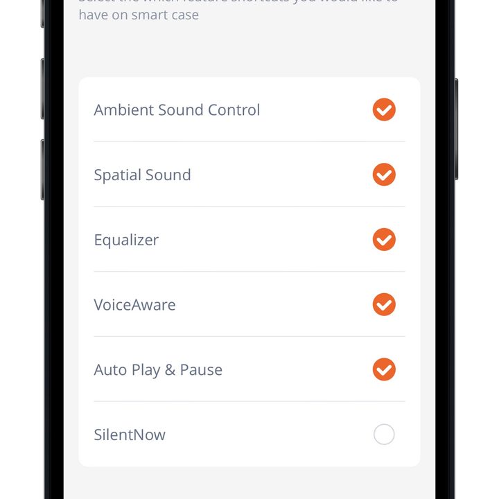 JBL Headphones app for iOS optional case controls screen.