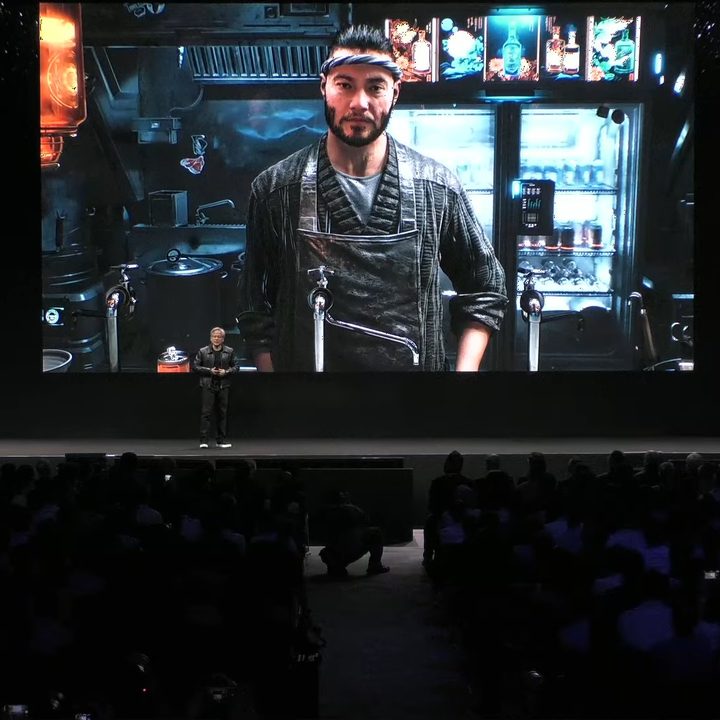 Nvidia CEO delivering a keynote at Computex.