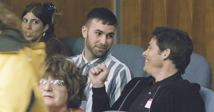 Ronald and James Marsden smile in Jury Duty.