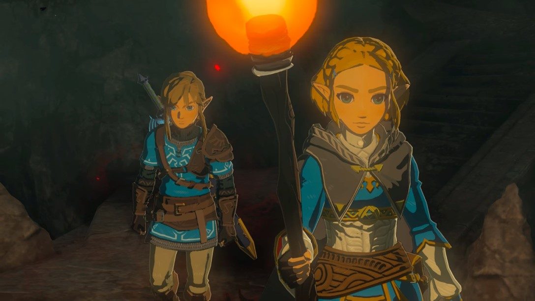 Link and Zelda under Hyrule Castle in "The Legend of Zelda: Tears of the Kingdom."