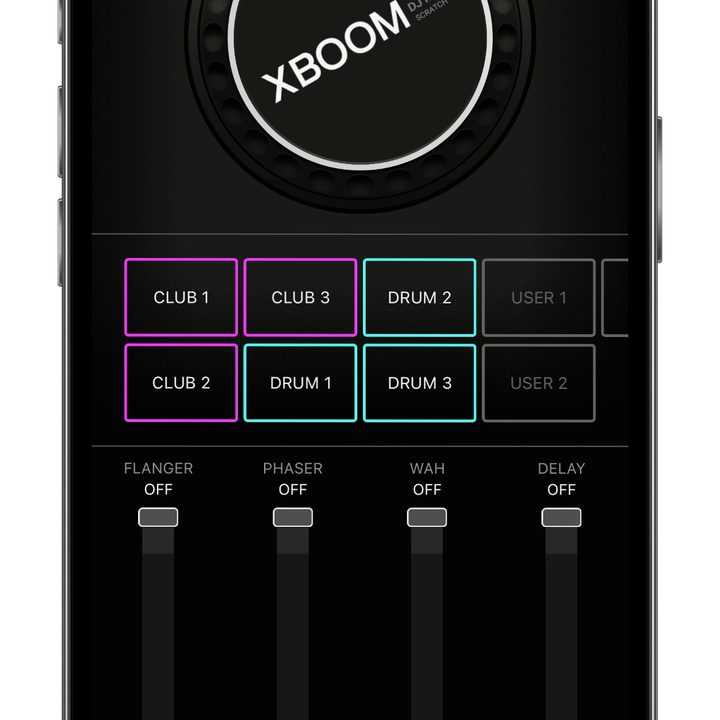 The LG XBoom app DJ features.