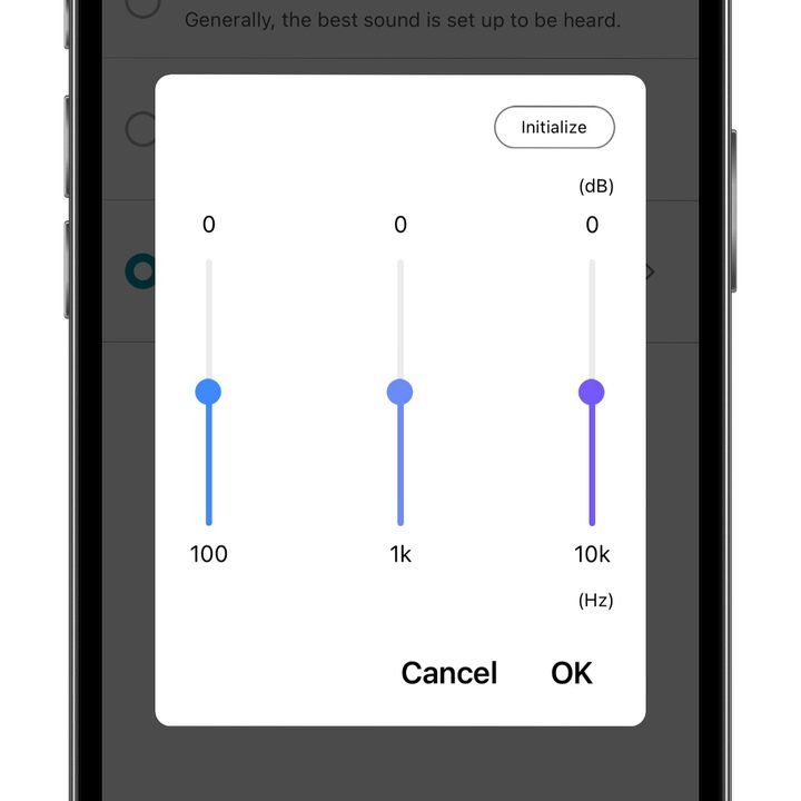 The LG XBoom app Custom EQ sliders.