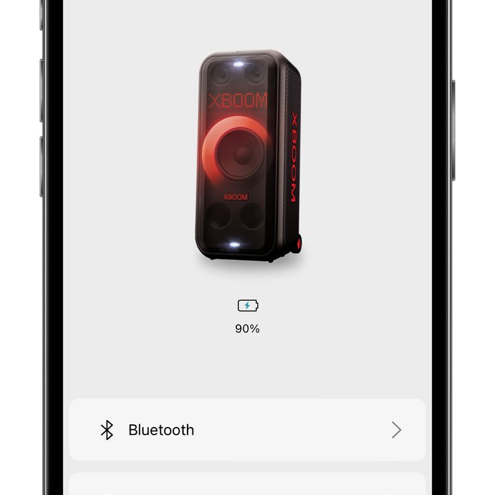The LG XBoom app main screen.