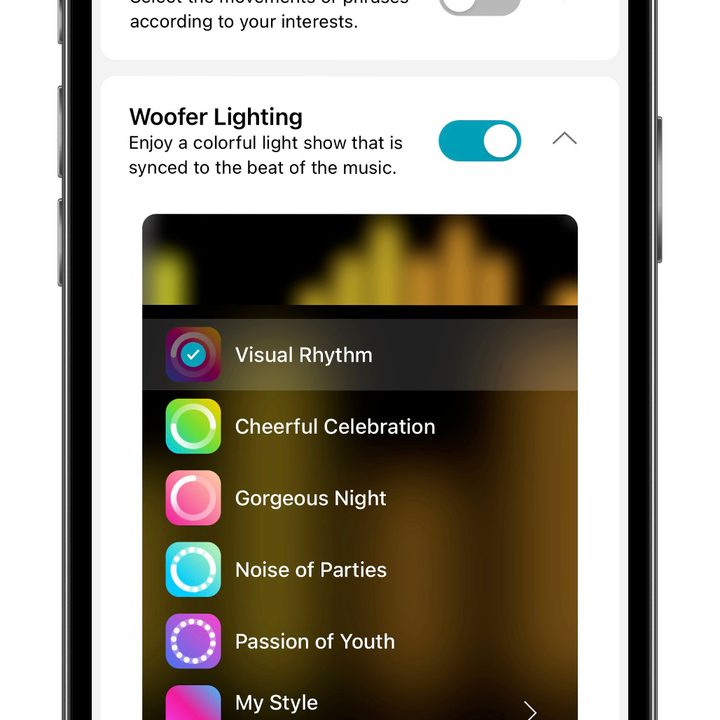 The LG XBoom app Woofer Lighting.