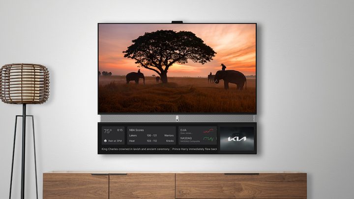 Telly shows weather, stocks and live scores alongside display advertising.