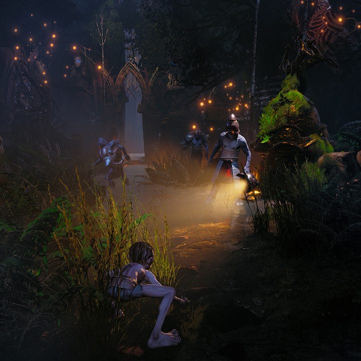 Gollum stealthily creeps up on an orc in The Lord of the Rings: Gollum.
