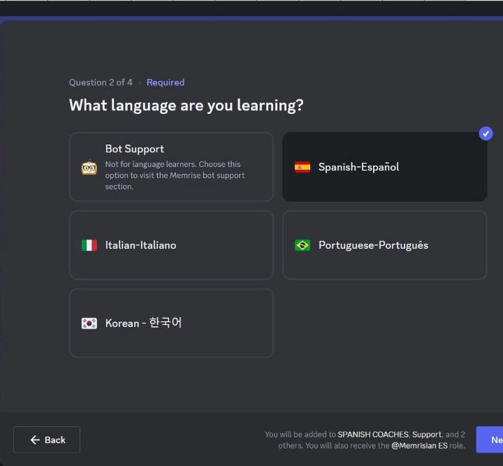 Entering the Memrise bot server.