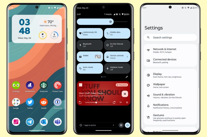 Screenshots of the software on the Motorola Edge Plus (2023).