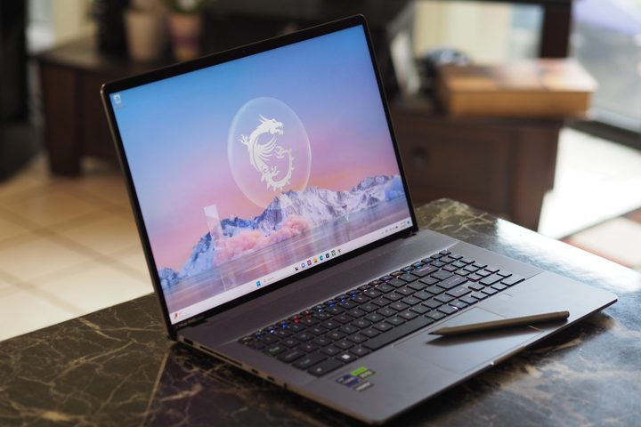 MSI Creator Z17 HD Studio front angled view showing display and keyboard deck.