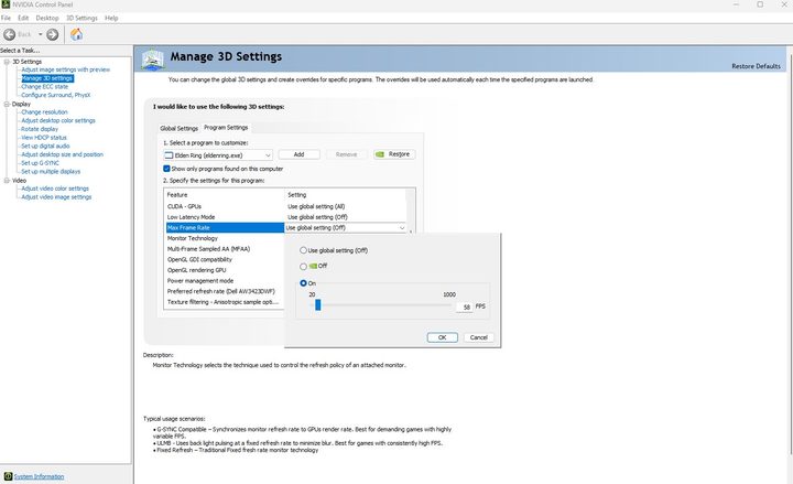 Fps cap option in Nvidia Control Panel.