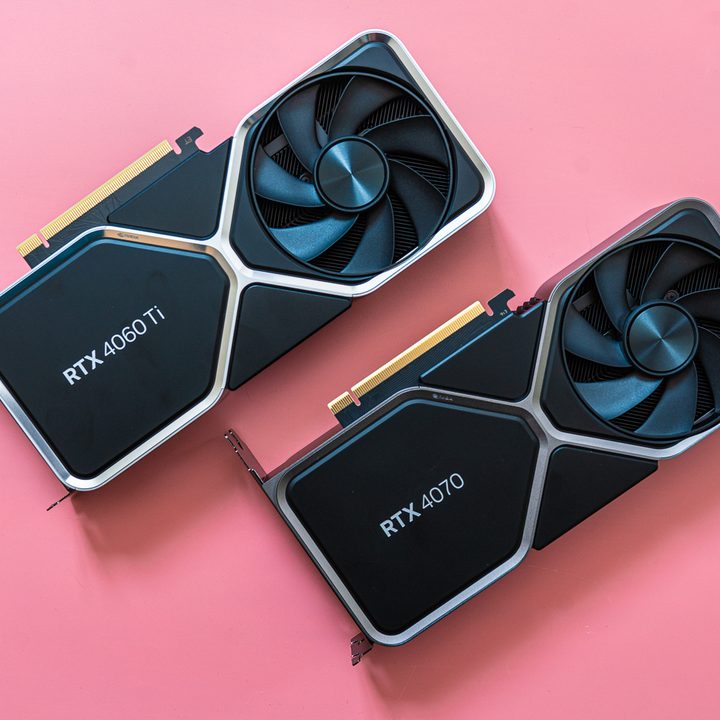 RTX 4060 Ti sitting next to the RTX 4070.