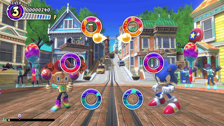 Sonic and Samba de Amigo perform together in Sambe de Amigo: Party Central.