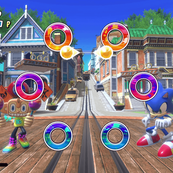 Sonic and Samba de Amigo perform together in Sambe de Amigo: Party Central.