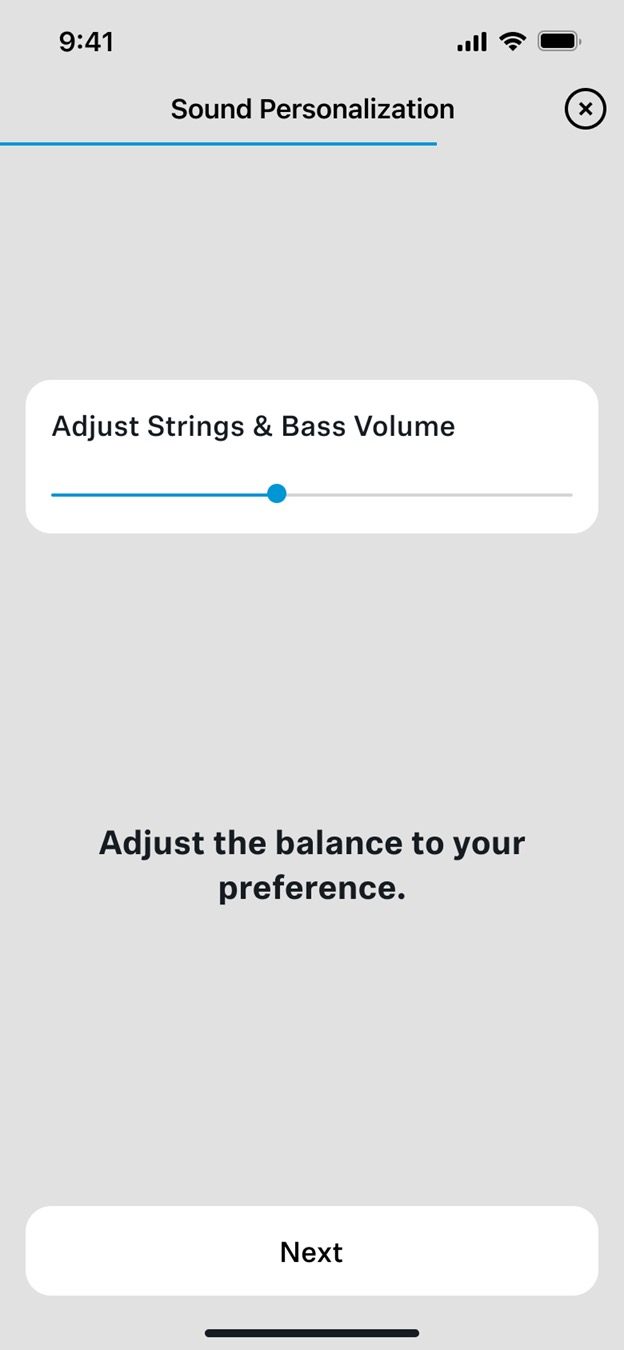 Smart Control Sound Personalization screen two.