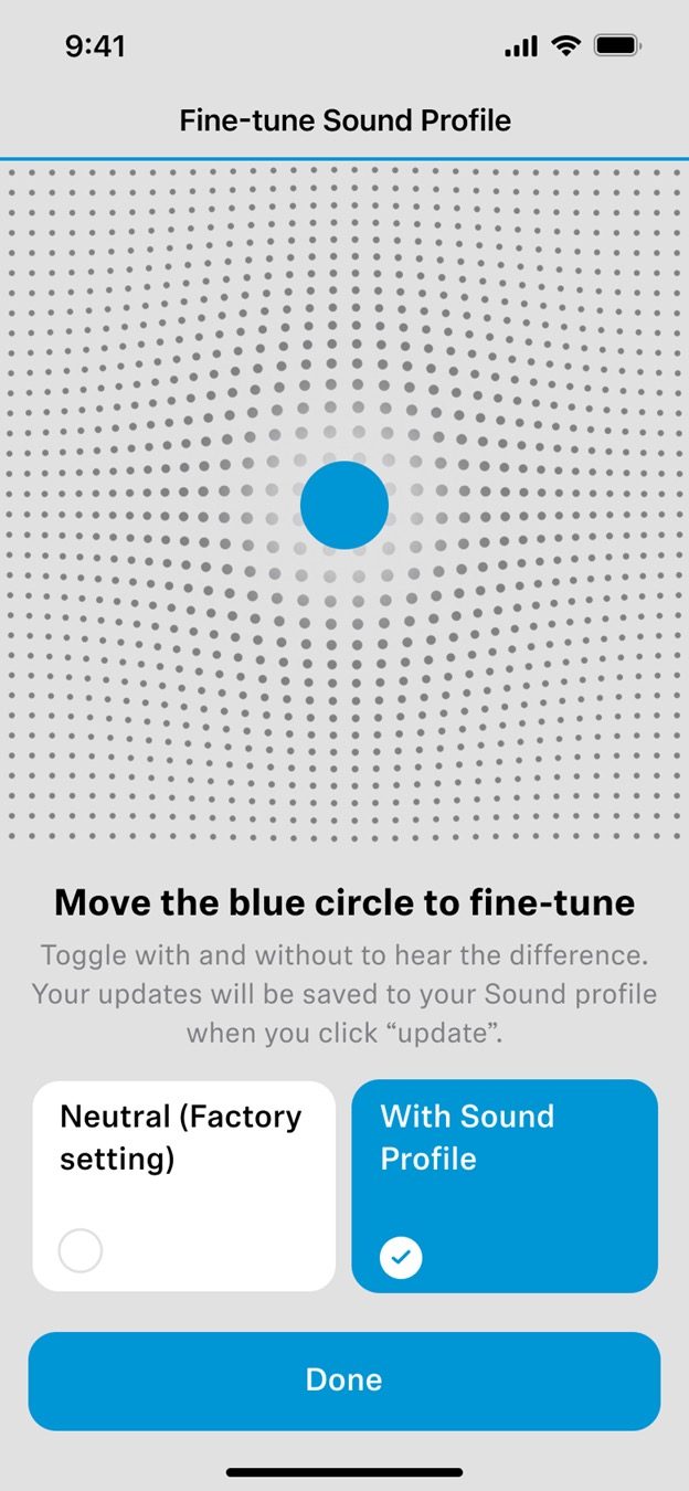 Smart Control Sound Personalization screen three.