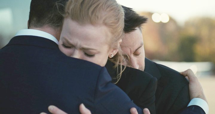 The Roy kids hug in Succession season 4.