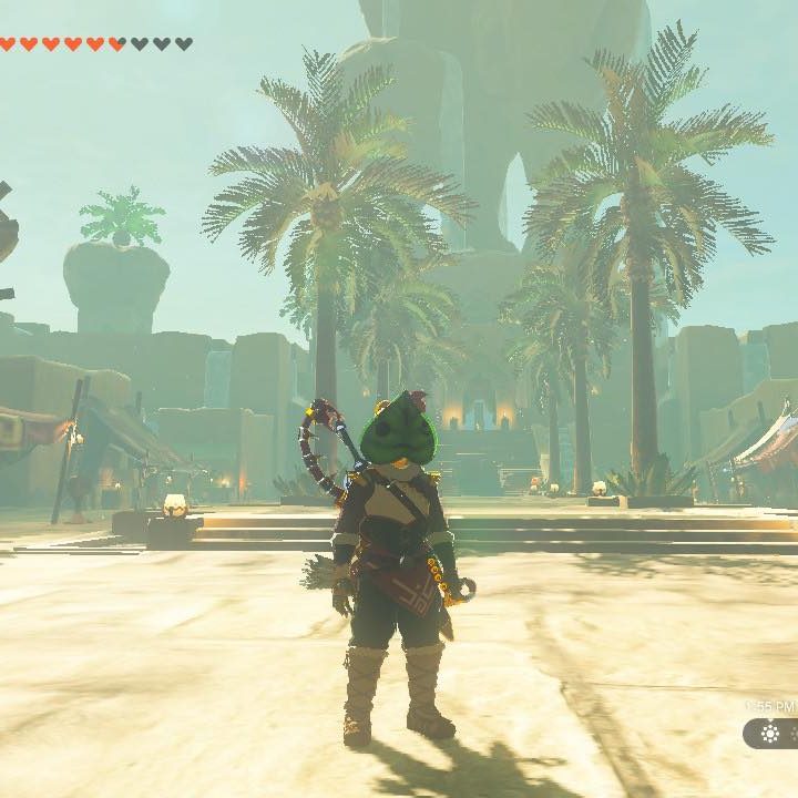 Link stands in Gerudo Town in The Legend of Zelda: Tears of the Kingdom.