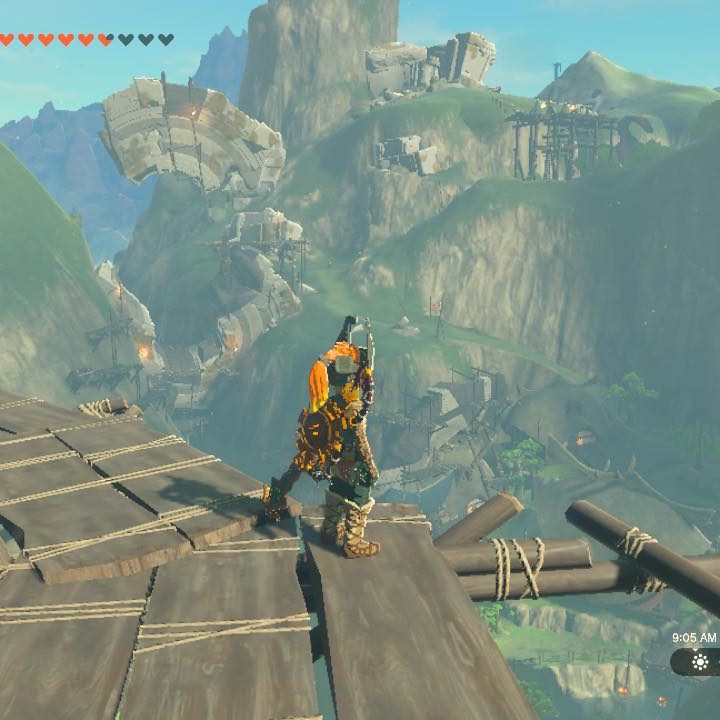 Link looks down at Kakariko Village in The Legend of Zelda: Tears of the Kingdom.
